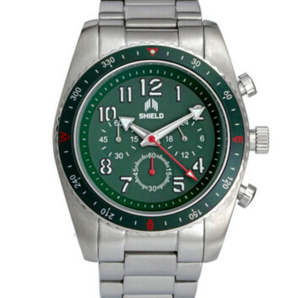 Brand New - Shield  Exley Quartz Green Dial Stainless Steel Men's Watch.